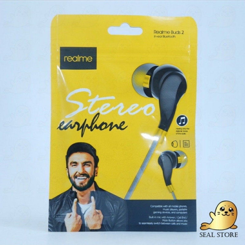 Headset Realme buds 2 Stereo - Handsfree Untuk Realme C15 C11 C12 Realme 6  - UA