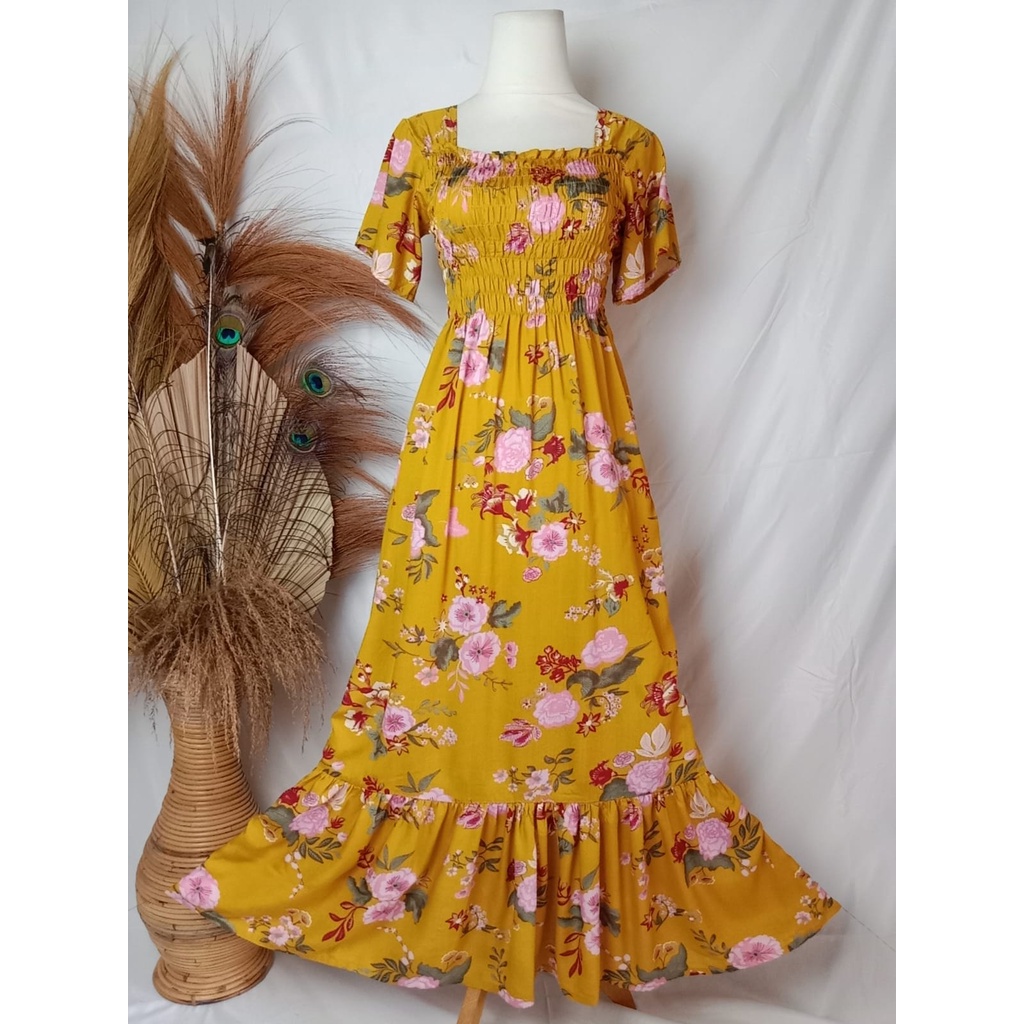 VANESSA REMPEL/ DASTER KERUT DADA REMPEL / DASTER SMOK-POPPY KUNING