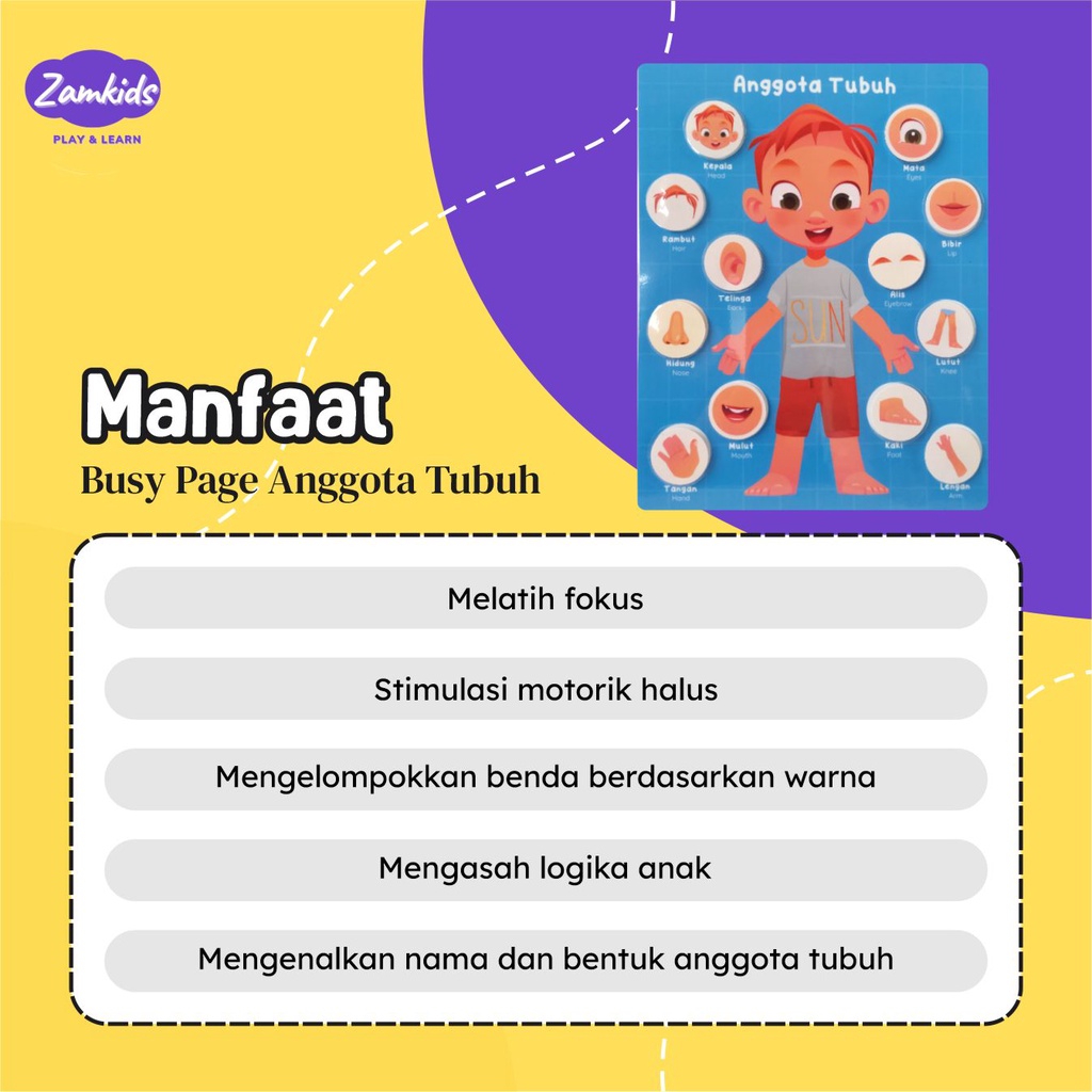 Permainan Edukasi Busy Page Anggota Tubuh Mainan Edukatif Anak Perempuan Dan Laki Laki By Zamkids