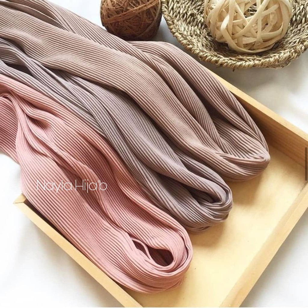 Pashmina Full Plisket Lidi Ceruty BabyDoll Hijab Pashmina Plisket Kerudung Plisket Termurah Nayla Hija'b