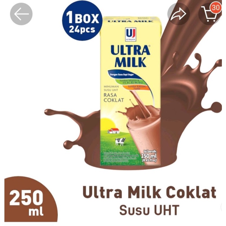 Jual Susu Ultra Milk Uht 250ml Rasa Cokelat Shopee Indonesia