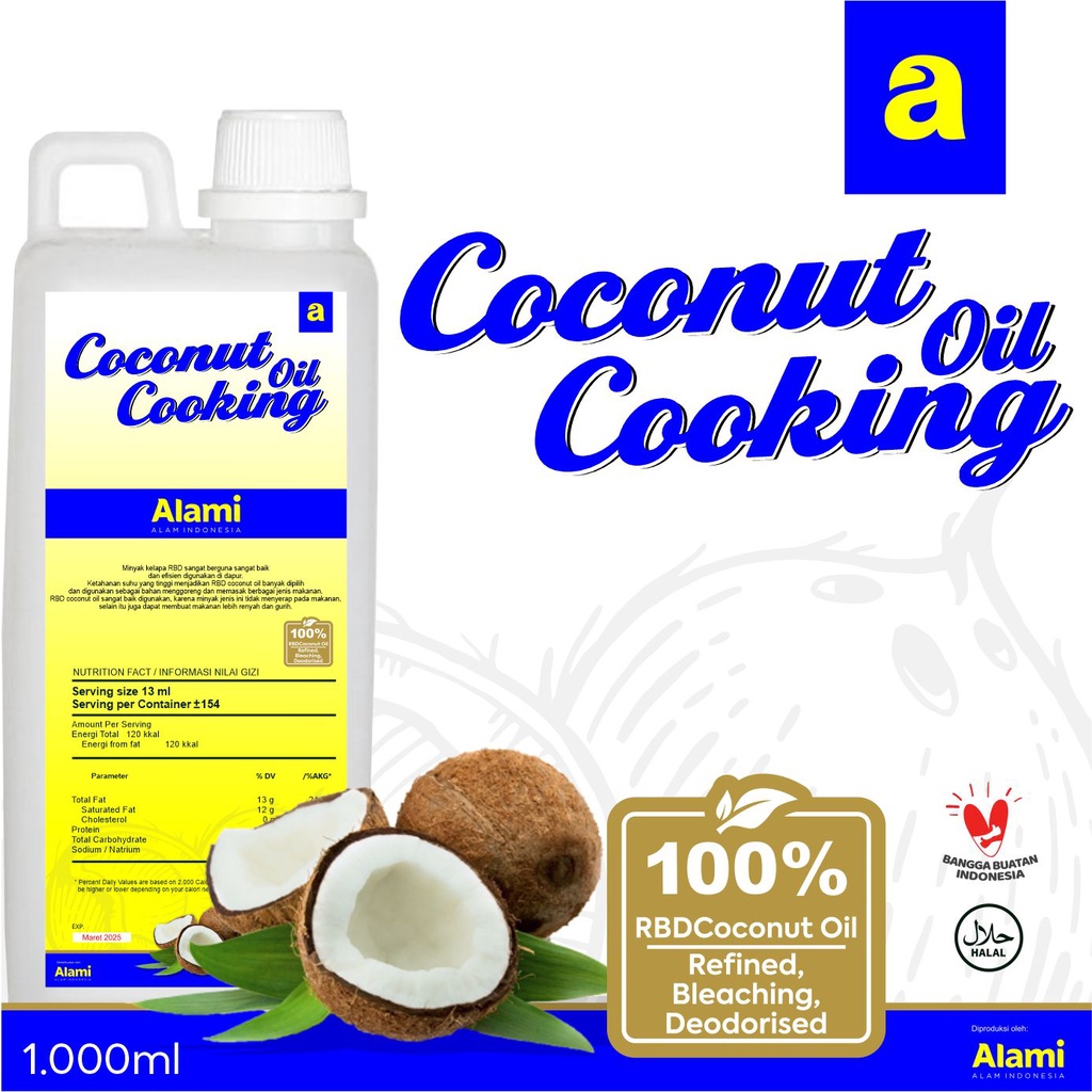 Coconut Cooking Oil RBD | Minyak Goreng Kelapa Organik | Coconut cooking Oil Refined 1.000ml