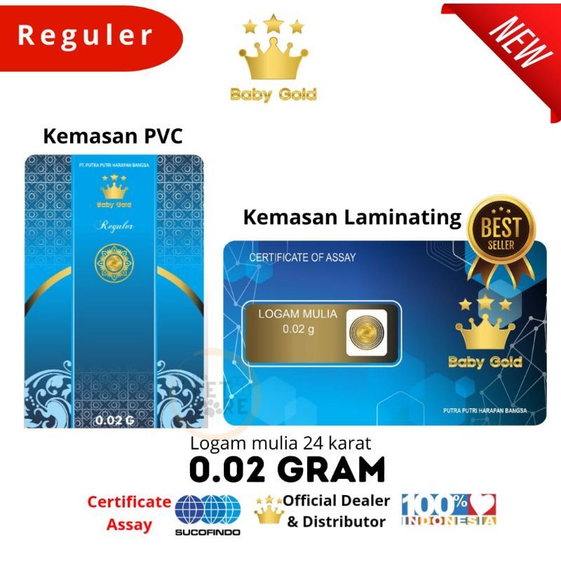 BABY GOLD Emas Mini 0.02 Gram Logam Mulia 24 Karat Original Termurah. Souvenir Gift Hadiah.