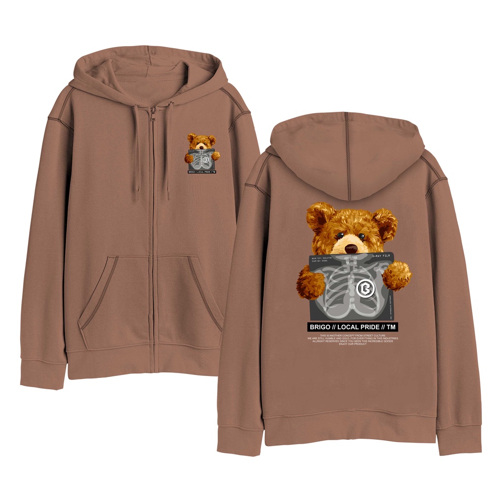 BRIGO Zipper Jumper Hoodie Bear Sick II Sweater Hoodie Resleting BRIGO Bear Sick Sablon DTF Fleece Cotton II SIZE M-XXL (Pria &amp; Wanita) Free stiker&amp;Gantungan Kunci