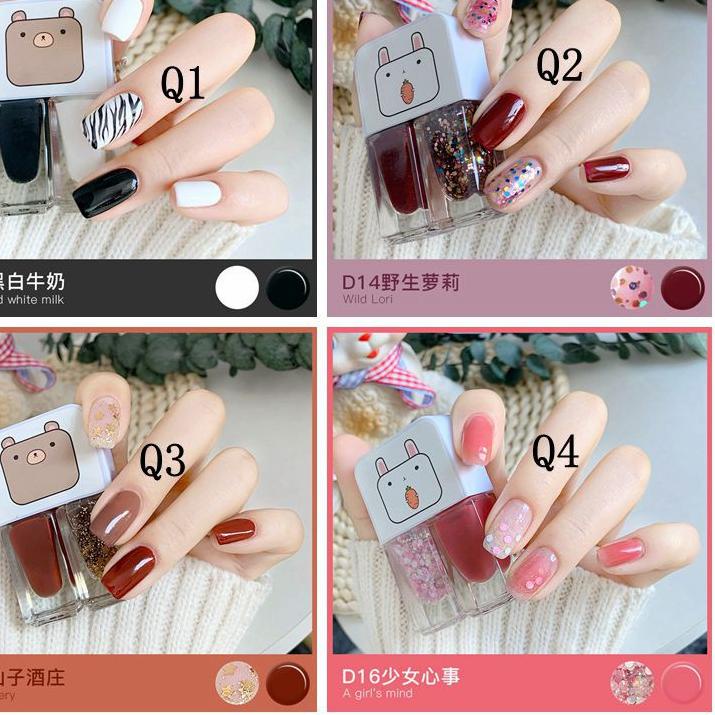 Free Ongkir D01-D49 2IN1 Maxfine 1 Pasang Kutek Peel Off Halal Muslimah Bisa Dikupas Bisa Untuk Shol