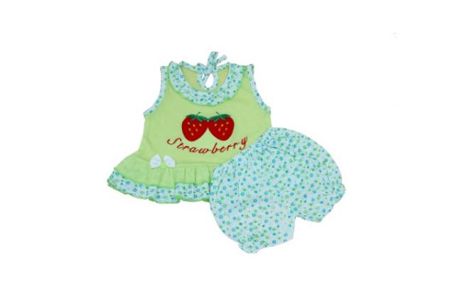 Setelan Baju Bayi Perempuan Motif Strawberry/Baju Kutung Bayi dan Celana Bayi/Dress bayi