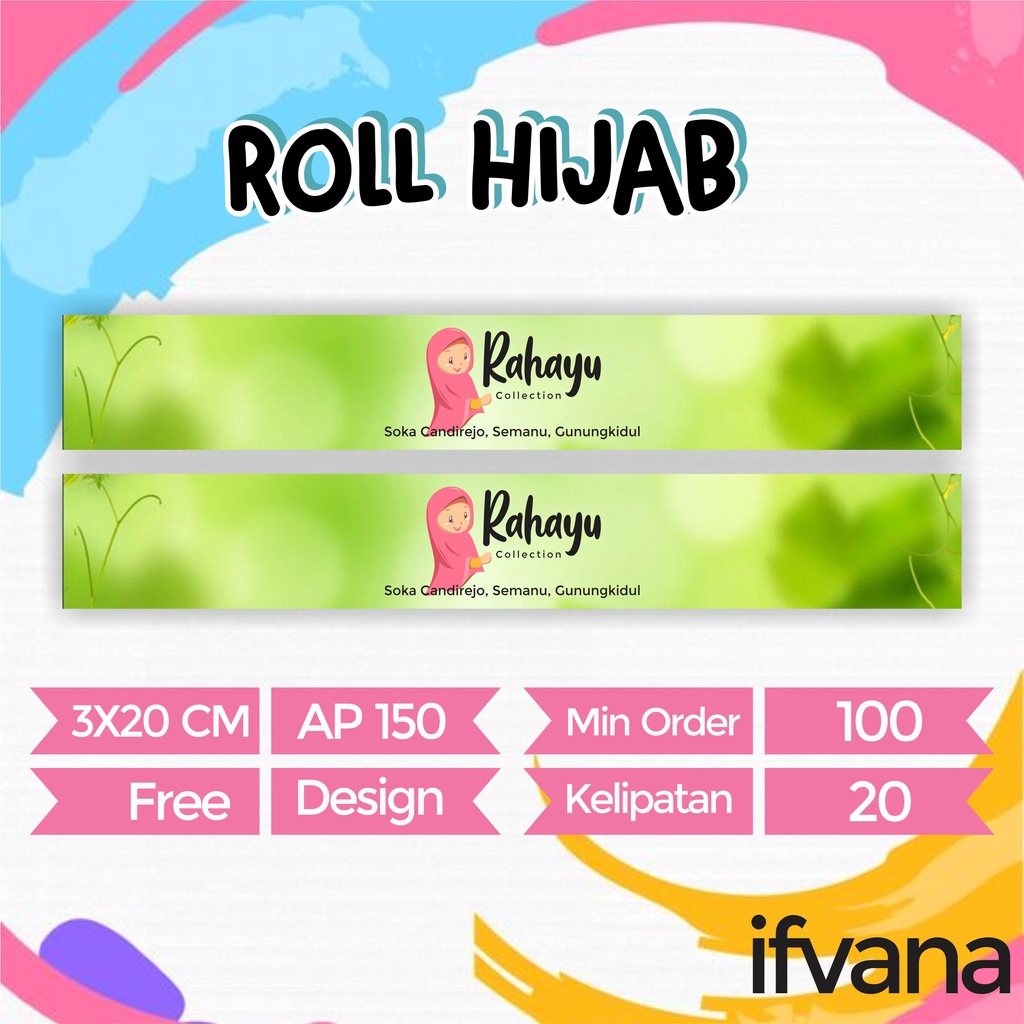 

Roll Hijab Custom 3X20cm / Kertas Pengikat Hijab / Roller Jilbab