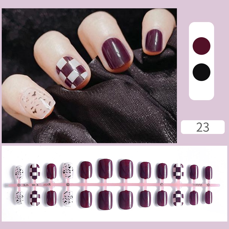 24pcs / Set Kuku Palsu Akrilik Matte Sensual Untuk Nail Art