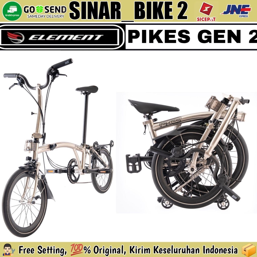 Sepeda Lipat ELEMENT PIKES GEN 2 Chrome Silver Folding Bike Trifold