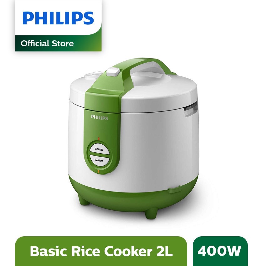 PHILIPS 2L Rice cooker HD3119/30 - 400Watt, Penanak Nasi Analog, Golden Ceramic, Green, hijau, mejikom magic com