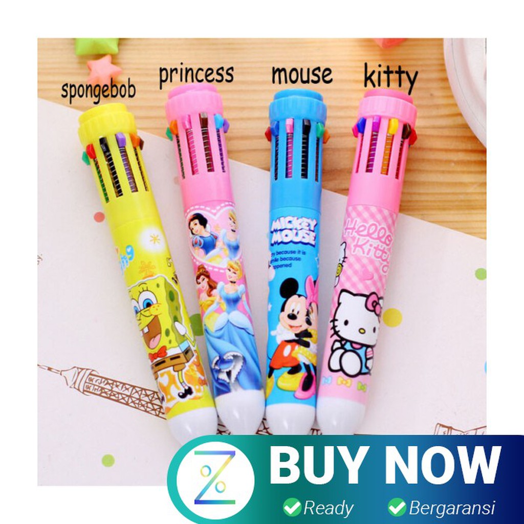 Pena Ballpoint Multi Warna 10 in 1 - Multi-Color