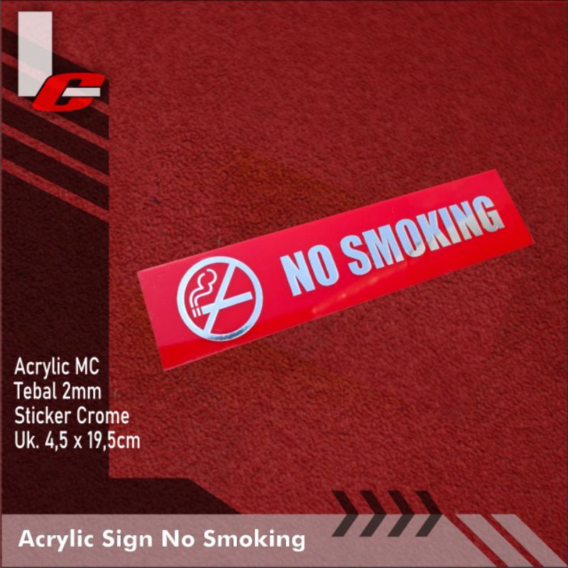 Akrilik NO SMOKING - Acrylic Warna Merah - Signage No Smoking  tinggal tempel