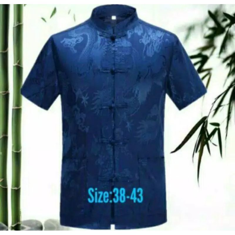 PROMO....Cheongsam Pria Lengan Pendek Motif Naga S-3L