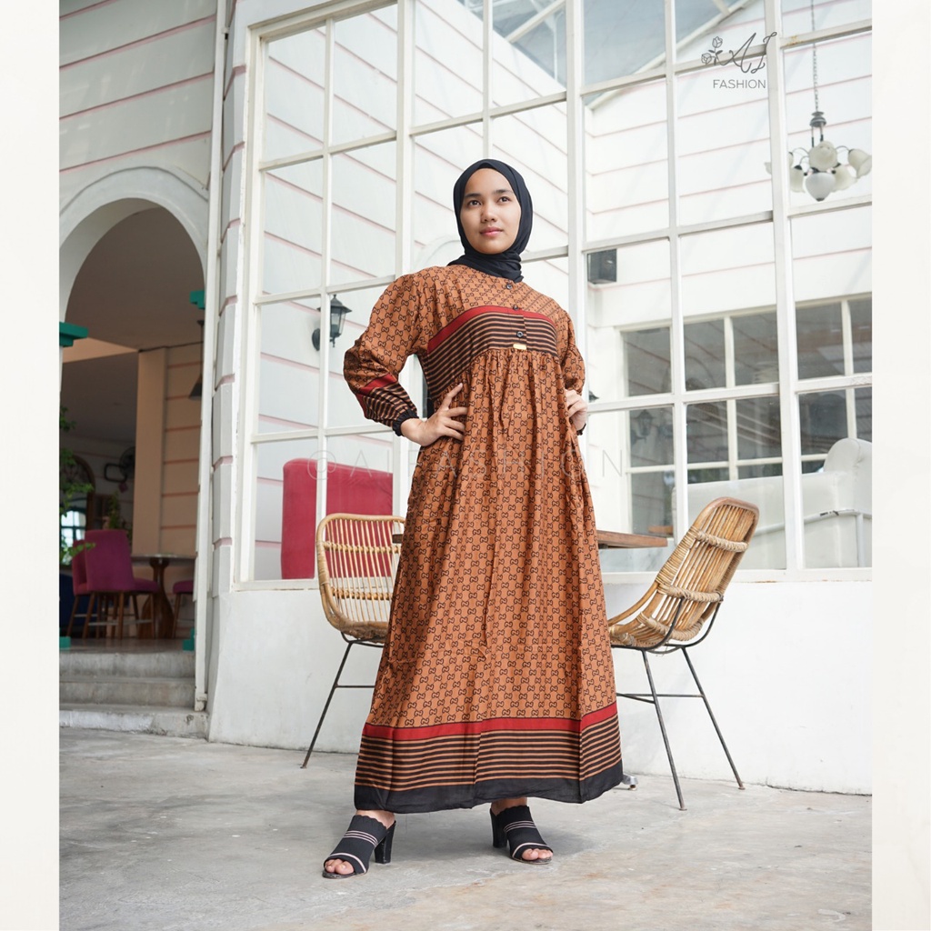 Midi Dress Korea Rayon Premium Motif Gucci
