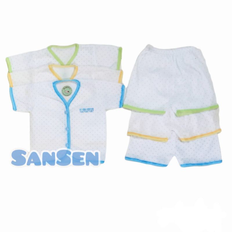 1set setelan baju bayi newborn baru lahir baju lengan pendek celana pendek bayi motif tabur