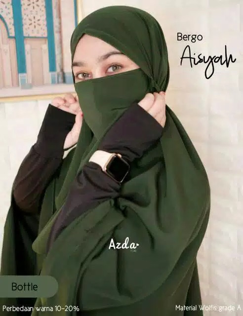 (AMD) HIJAB BERGO SYRIA AZRIEL + CADAR NON PED KHIMAR INSTAN SUPER JUMBO WOLFIS PREMIUM