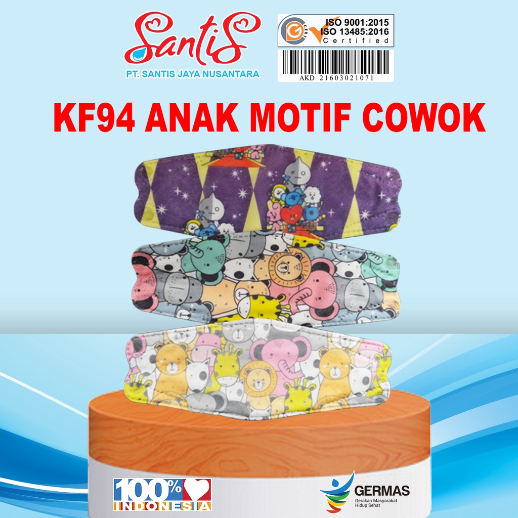 Masker KF94 Anak Motif Cewek dan Cowok  Medis by SANTIS