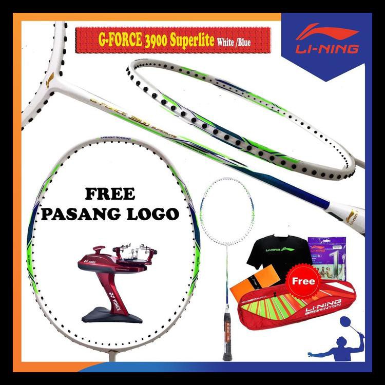 PROMO LINING G FORCE 3900 SUPERLITE RAKET BADMINTON ORIGINAL - white blue