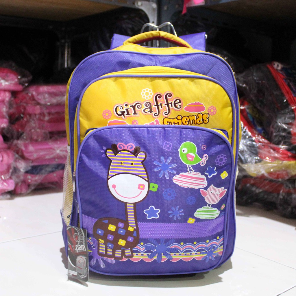 Obral Diskon Tas Gendong Cewe TK SD Ransel Anak Perempuan Motif Kartun Giraffe Lucu Bagus Murah Awet