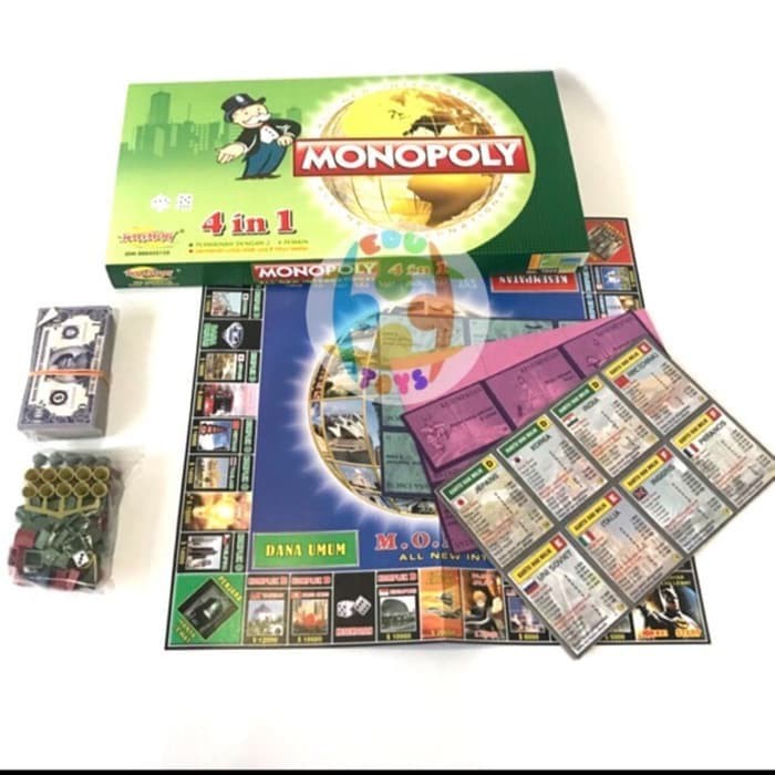 Mainan Edukasi Moonopolii 4in1 - Board Game Monopolii ular tangga Family Games Anak Murah ST