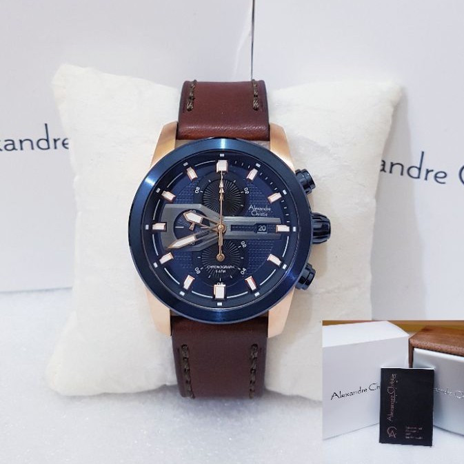 JAM TANGAN PRIA ALEXANDRE CHRISTIE AC 6562 BLUE NAVY ROSEGOLD ORIGINAL