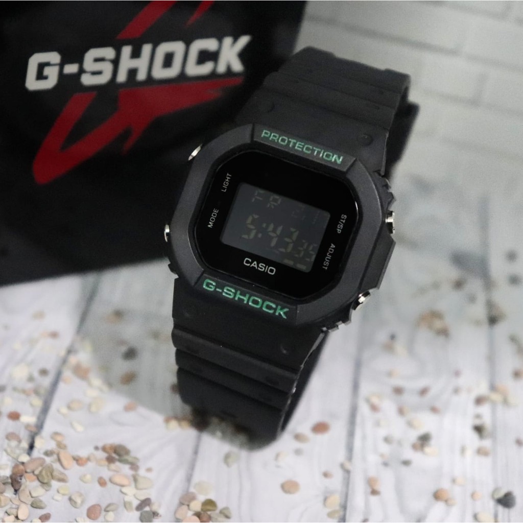 JAM TANGAN PRIA G-SHOCK CASIO DW 5600 FULL BLACK  HITAM MERAH HITAM PUTIH