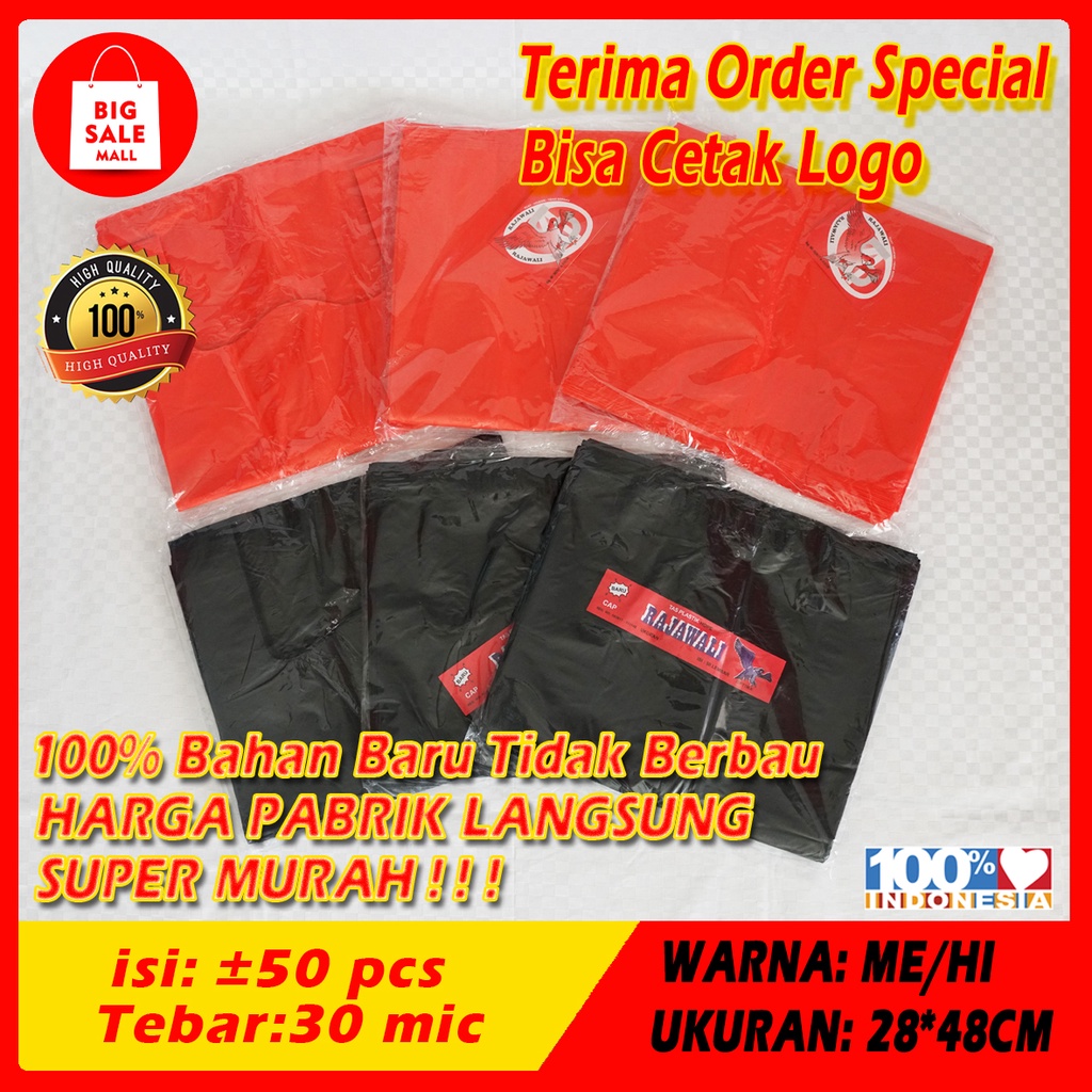 Kantong Plastik Kresek Rajawali 15/21/28/35/ isi50pcs Plastik Packing T shirt bag