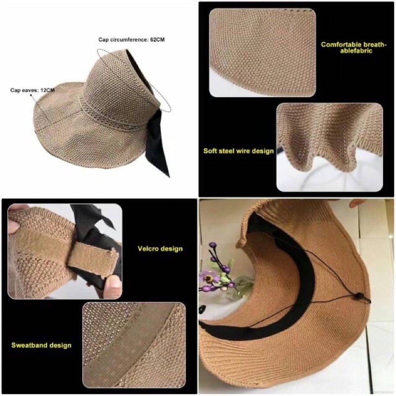 Topi Pantai Pelindung Sinar Matahari Import Rajut Sun Visor Hat S11