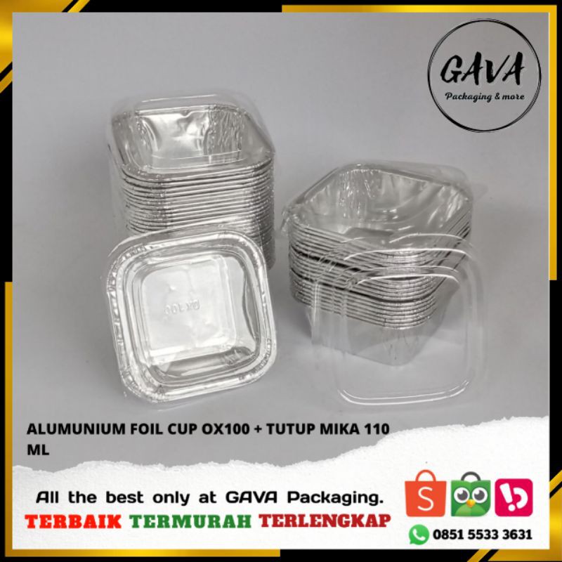 Alumunium Foil Cup Tray Ox100 Ukuran 100 Ml Dengan Tutup