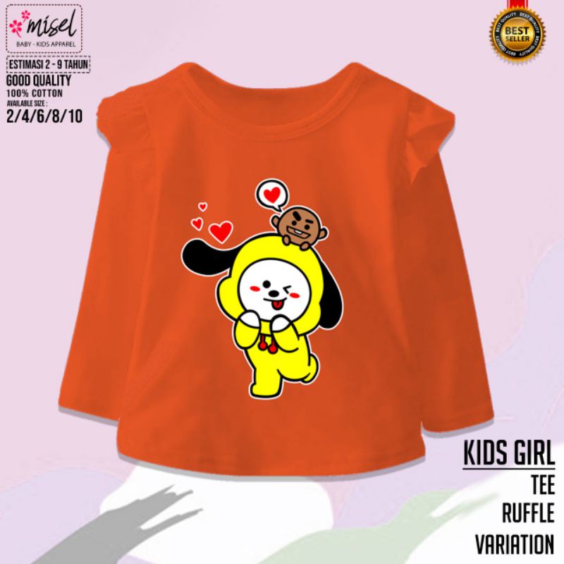 Kaos Anak perempaun lengan panjang RUFFLE BTS SERIES By MISEL 2-8 Tahun