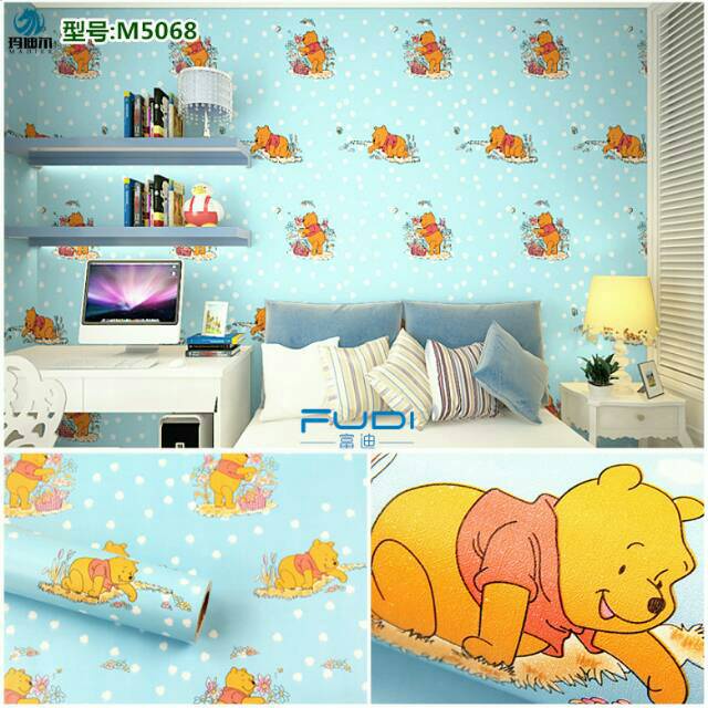 Wallpaper Sticker Dinding Motif Winnie The Pooh Panjang 10M x Lebar 45Cm