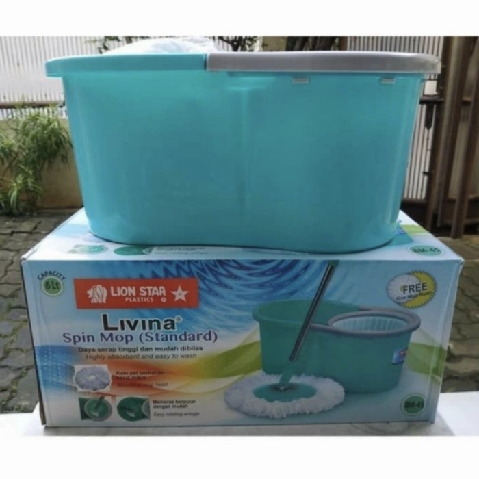 Alat Pel Lantai LIVINA SPIN MOP LION STAR BM 45 Emper Pel Peras Putar