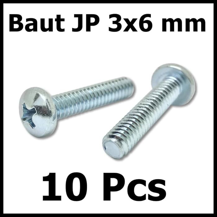 Baut Ulir Kepala Tipe JP 3x6 mm per 10pcs