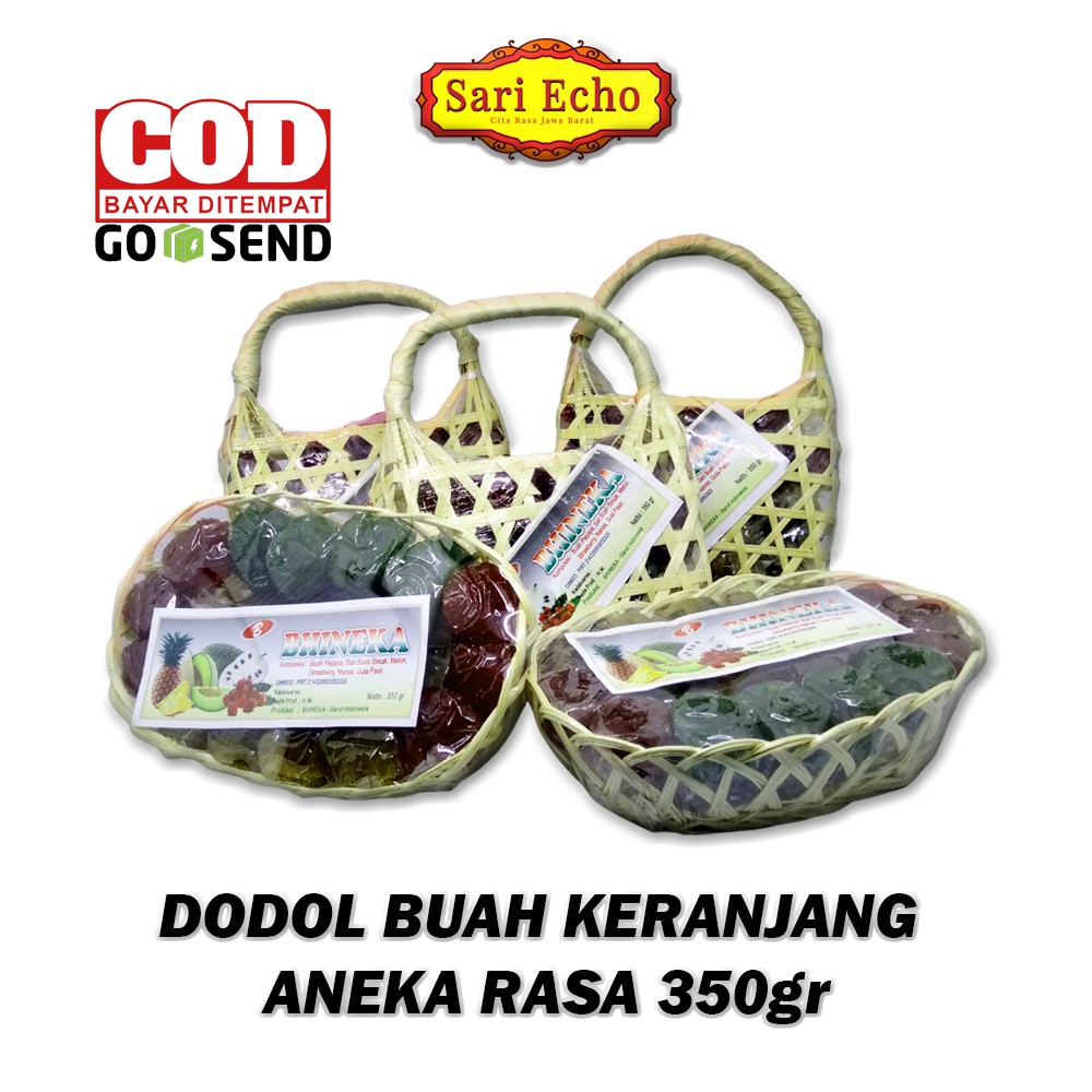 

Dodol Buah Keranjang Merk Bhineka Oleh Oleh khas Garut Rasa Buah Kombinasi 350gr