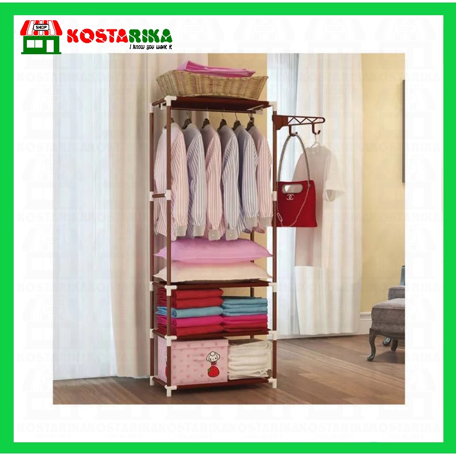 Lemari Pakaian Single Portable 2in1 Serbaguna Tanpa Tutup Atau Cover LEMARI 2 IN 1