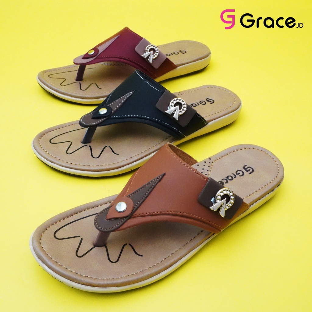 GRACE [ANITA 102] Sandal Flat Japit Wanita/ Sandal Flat Japit Cewek/ Sendal Jepit Cewek Santai