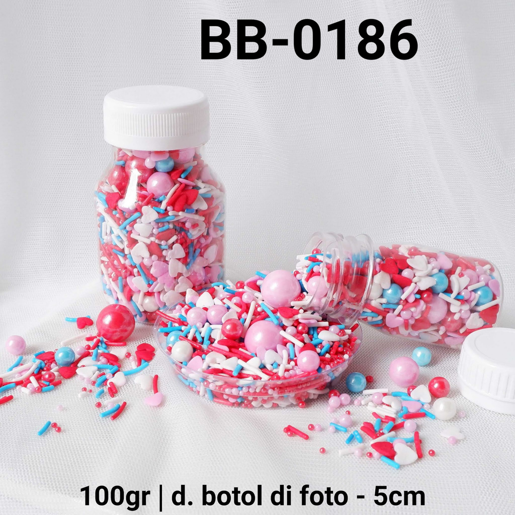 

BB-0186 Sprinkles sprinkle springkel 100gr 100gram mix merah pink biru yamama baking grosir murah sprinkles cake dekorasi mutiara trimit decoration story sprinklestory sprinklesstory sprinkle story yamama baking