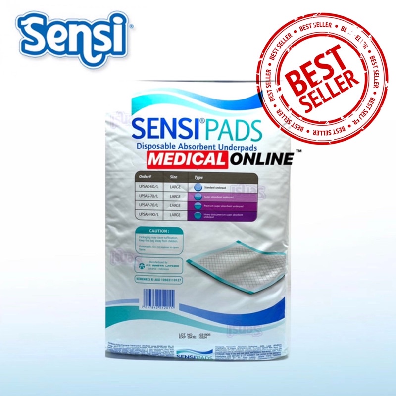 UNDERPAD PERLAK ANTI BOCOR 60X90 SENSI ISI 10 PCS PER PACK MEDICAL ONLINE