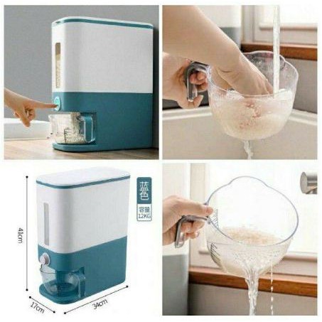 [ Cinicini ] Dispenser Beras 12 Liter / Tempat Beras Otomatis / Wadah Beras / Dispenser Beras Praktis