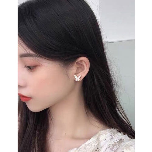 LRC Anting Tusuk Fashion Gold Color Butterfly Earrings A63247