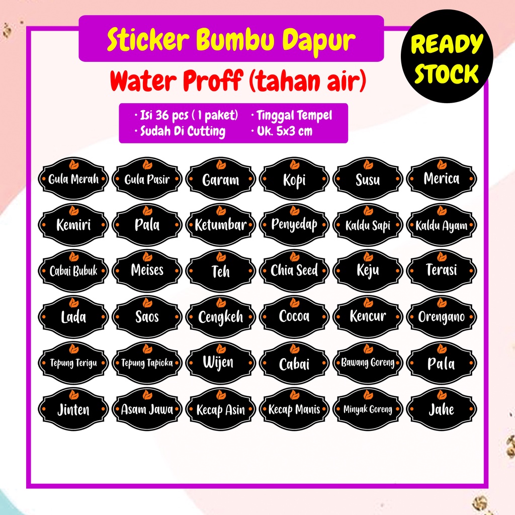 

STIKER BUMBU DAPUR (ANTI AIR)