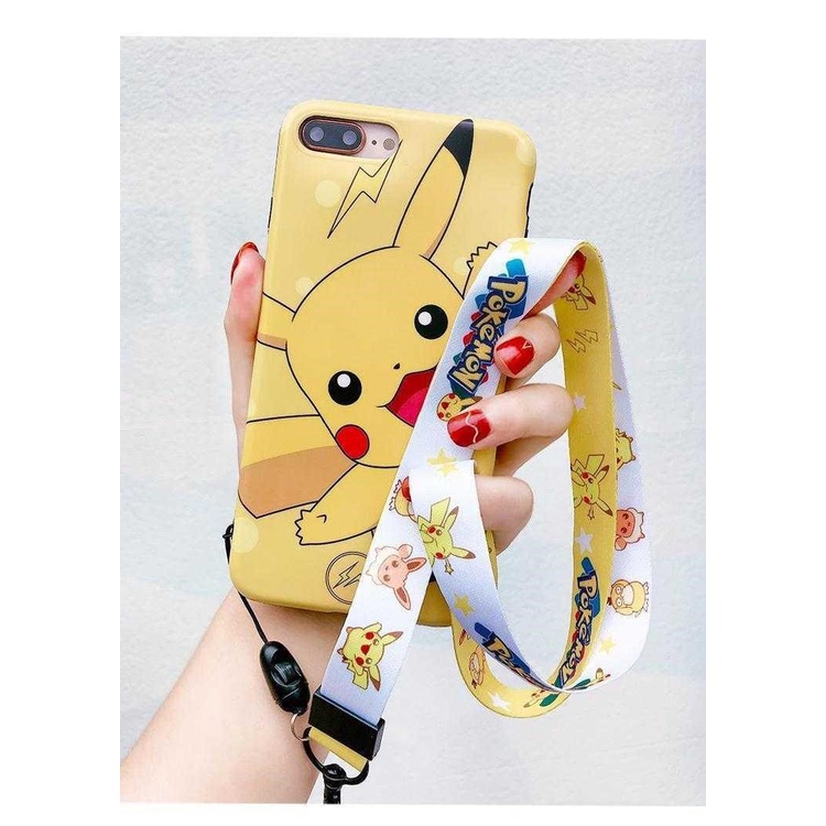 Pikachu ponsel lanyard melebar wanita kain leher tali pendek dan panjang ponsel jaringan liontin ran