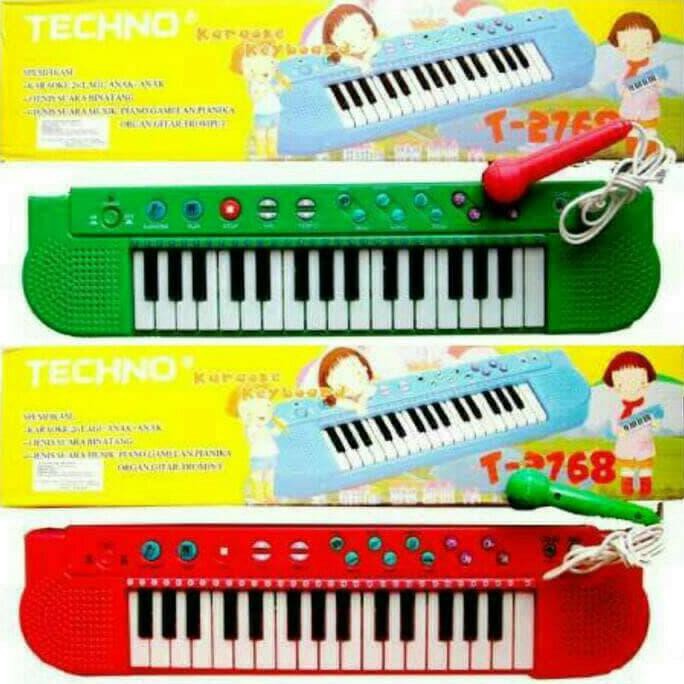 Mainan Edukasi Anak - Piano Techno Musik Mic Karaoke 26 Melodi Lagu