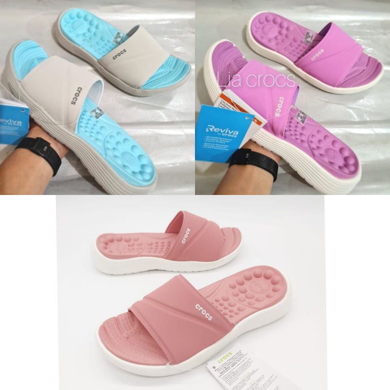 Sandal Crocs reviva slide / Sandal wanita Crocs reviva woman / crocs reviva