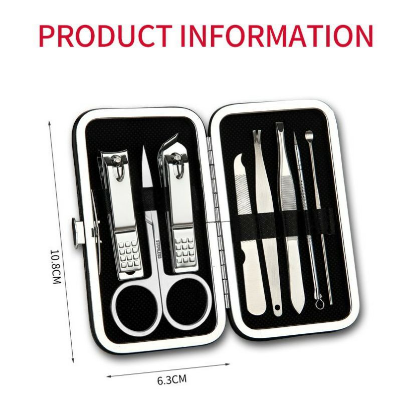 (BONUS DOMPET) Peralatan Menicure 8in1 Mini Stainless Stell  Gunting Kuku Portable Tools Set