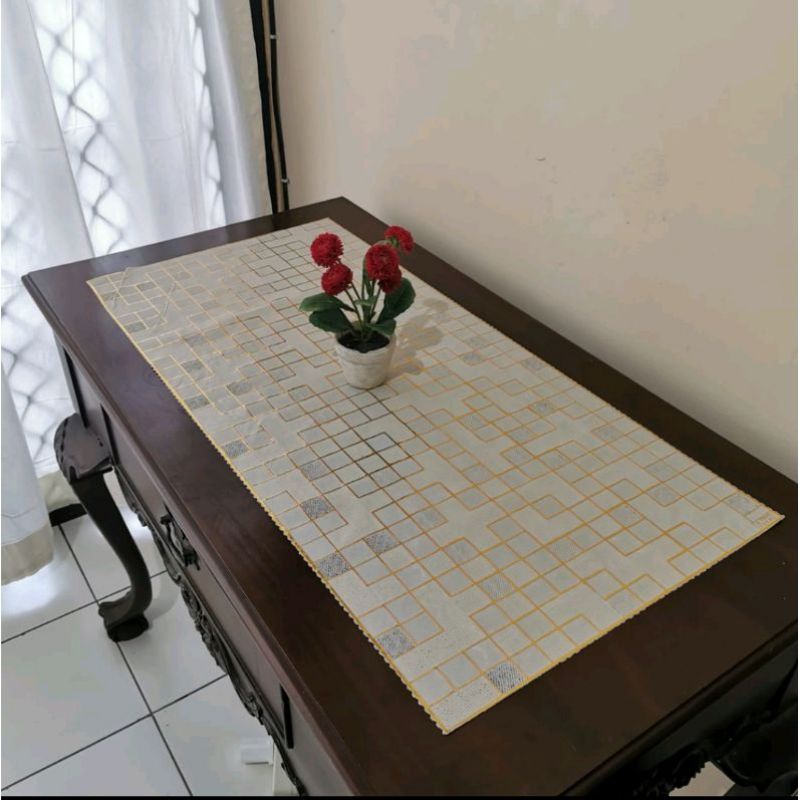 TAPLAK MEJA GOLD  PERSEGI PANJANG / TAPLAK MEJA TAMU / TABLE RUNNER