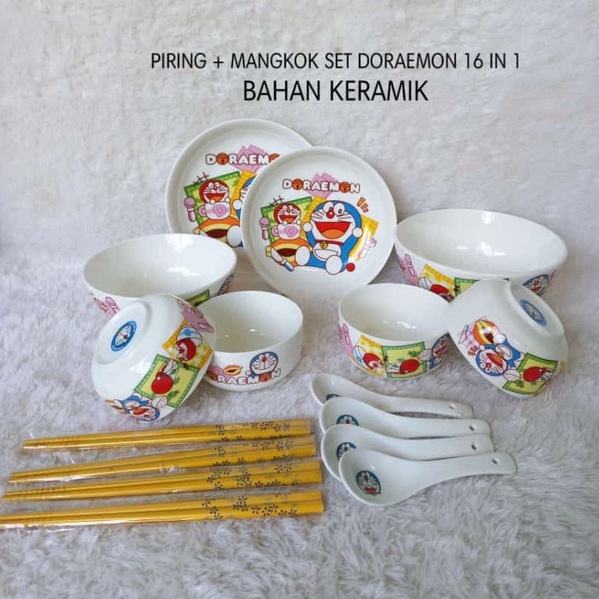 PIRING + MANGKOK SET DORAEMON KERAMIK