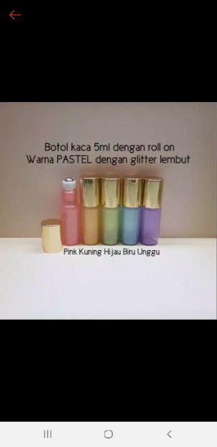 Botol Kaca Roll On Pastel 10ml Dengan Tutup Warna Sama