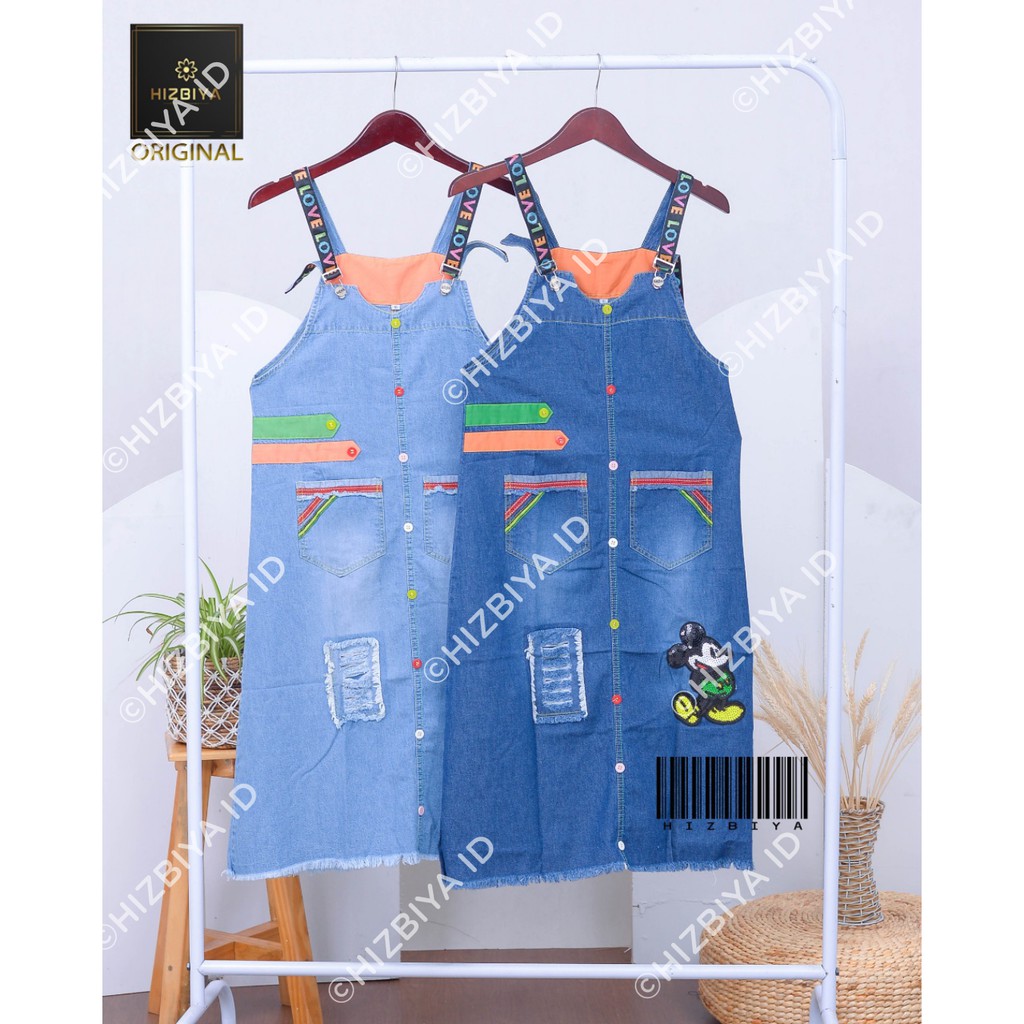 new style OVERALL MIDI DRESS JEANS WASH HQ untuk anak umur 2-12 thn