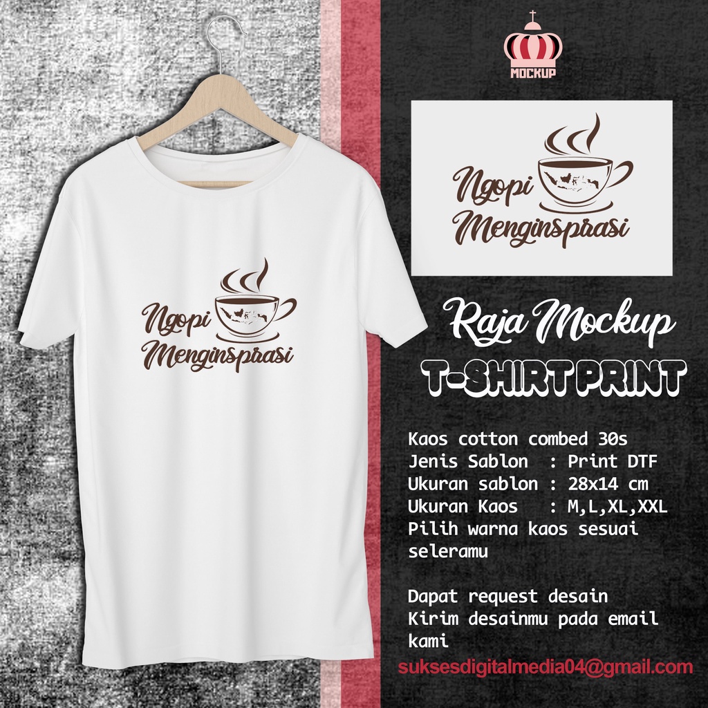 KAOS KOPI  PRIA WANITA COTTON COMBED KAOS SANTAI